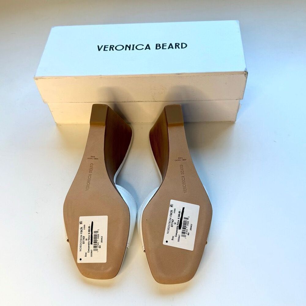 NWT Veronica Beard Ellen wedge sandals in off white/light cream. Size 10 - Picture 7 of 9